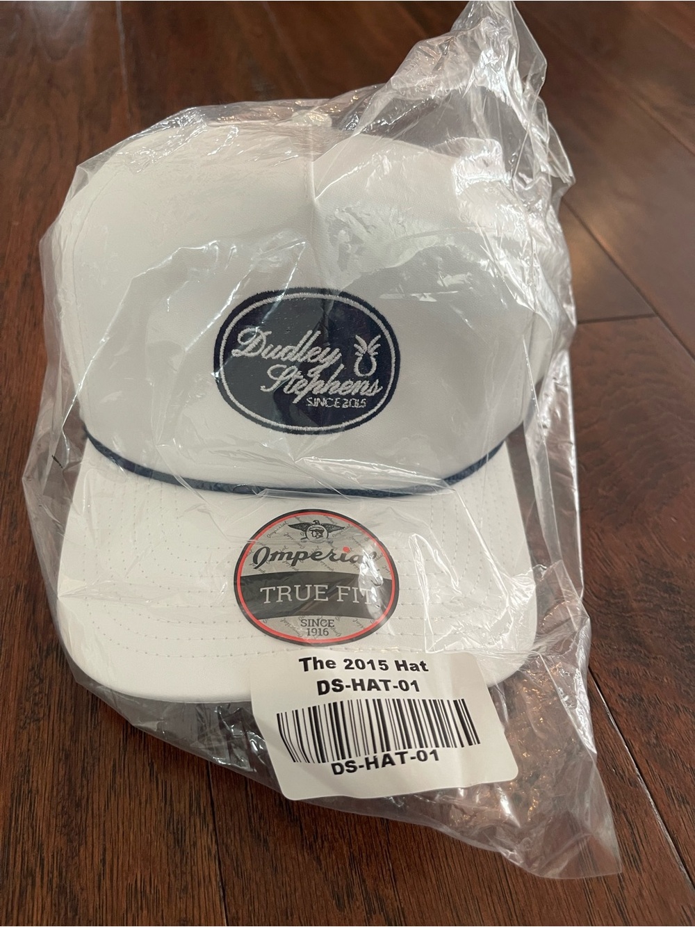 Dudley Stephens White Cap with Navy Embroidery and Trim